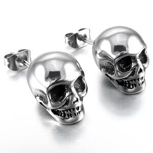 Gothic Punk Skull Earrings Rock Biker Silver Alloy
Stud Costume